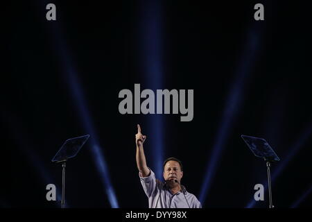 Panama City, Panama. 27th Apr, 2014. Juan Carlos Varela, presidential candidate for the Panamanian Party, takes part in the closing event of his electoral campaign in Panama City, capital of Panama, on April 27, 2014. Panama will hold general elections on May 4 to elect their next President. © Mauricio Valenzuela/Xinhua/Alamy Live News Stock Photo