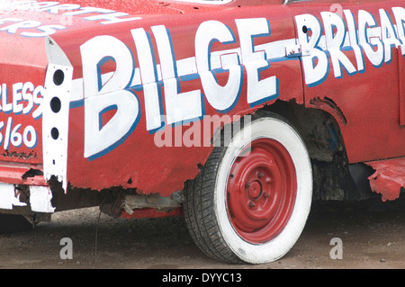 banger racing race races demolition derby destruction derby car cars old junk scrap rust rusty Stock Photo