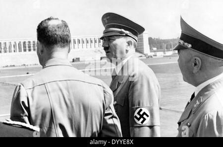 Adolf Hitler and Rudolf Hess on the Nazi party rally grounds Stock Photo