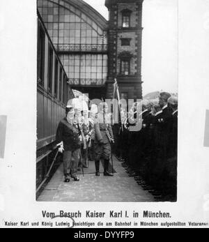 Ludwig III and Karl I at the station in Munich, 1917 Stock Photo