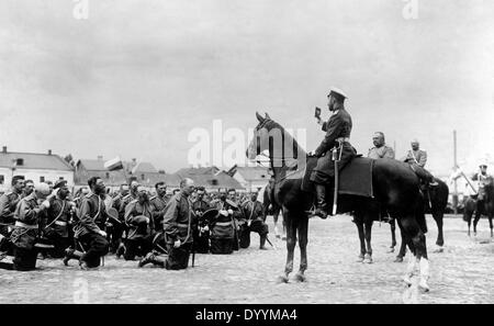 Czar Nicholas II. consecrates a regiment in Veliky Novgorod Stock Photo