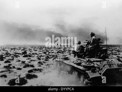 German tanks on the march to Tobruk, 1942 Stock Photo