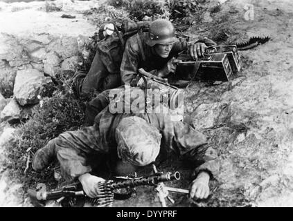 Machine-gunner on the Eastern Front, 1942 Stock Photo