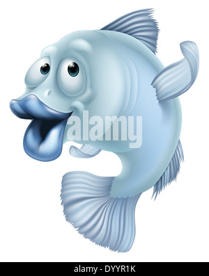 An illustration of a blue cartoon fish character mascot Stock Photo