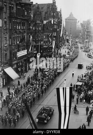SA parade on the streets of Nuremberg during the 'Ralley of Victory', 1933 Stock Photo
