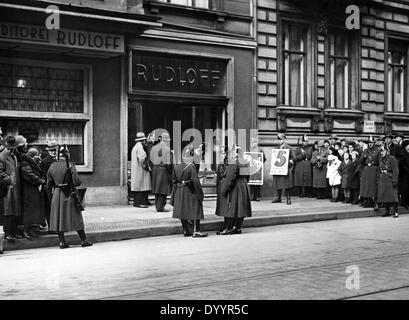 Policemen and bystanders in Berlin on election day, 1933 Stock Photo