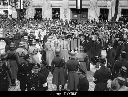 Hitler greets officers, 1933 Stock Photo