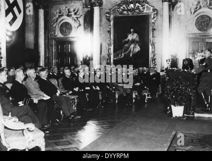 Hans Frank gives a speech at the Justizpalast in Munich, 1933 Stock Photo