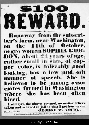 Poster offering fifty dollars reward for the capture of a runaway slave  Stephen.]