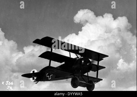 Fokker Dr.I in the air, ca. 1917 Stock Photo