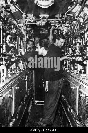 Crew in a german submarine boat,1942 Stock Photo