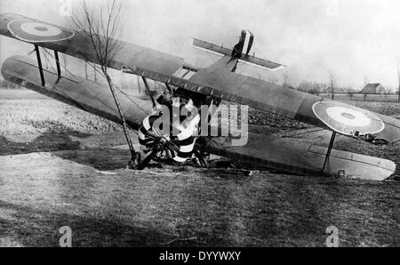 World War 1: Shot - down British plane. After drawing by Berthold Stock ...