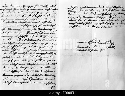 Letter of General Field Marshal von Hindenburg, 1915 Stock Photo