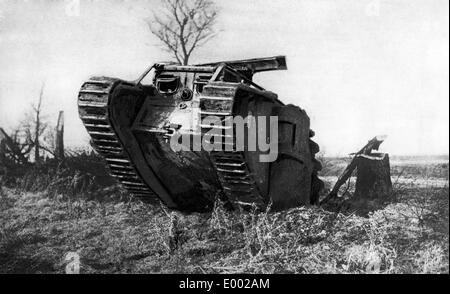 English tank on the Western Front after the First World War Stock Photo