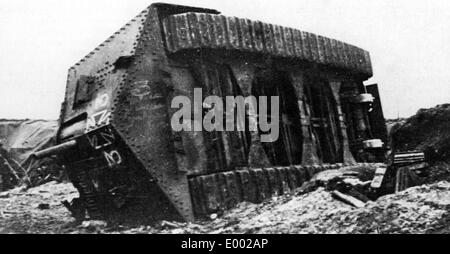 German capsized tank on the Western Front, 1918 Stock Photo