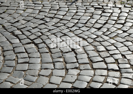 Surface of the old paving road Stock Photo