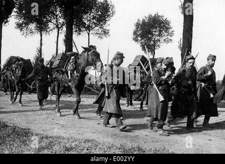 French soldiers on the way to the front, 1914 Stock Photo