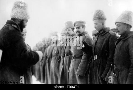 Conferment of the St George's Cross upon Russian soldiers Stock Photo