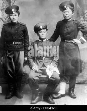 Kalmyk soldiers from Western Mongolia, 1914 Stock Photo