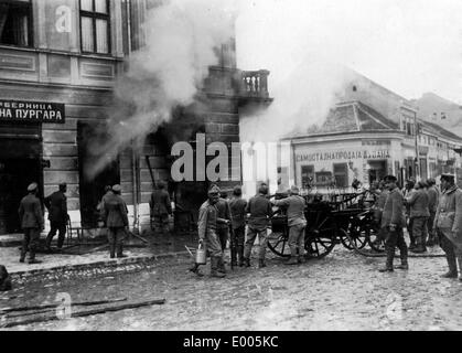 Fire in Serbia, 1915 Stock Photo