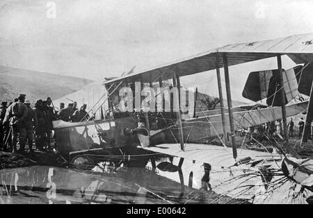 Shot down Italian aircraft in World War I, 1918 Stock Photo