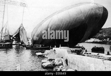 Shot down Italian airship at the front in Italy in World War I Stock Photo