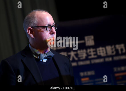 Beijing, The activity is a part of the 21st Beijing College Student Film Festival. 8th Apr, 2014. James Schamus(L), president of the jury of the 64th Berlin International Film Festival, attends the activity 'Face to Face with Film Masters' at Beijing Normal University in Beijing, April 28, 2014. The activity is a part of the 21st Beijing College Student Film Festival, which kicked off on April 8, 2014. © Jin Liangkuai/Xinhua/Alamy Live News Stock Photo