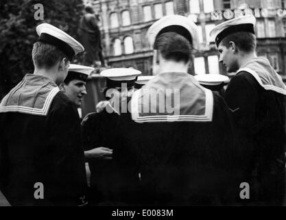 Sailors on the Trafalgar Square in London, 1965 Stock Photo