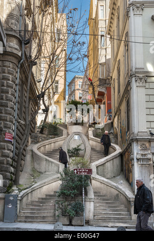 The Camondo stairs on Bankalar Caddesi, Karakoy, Beyoglu, Isyanbu;, Turkey. Stock Photo