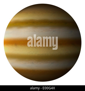 Artist's depiction of a gas giant planet on a white background. Stock Photo