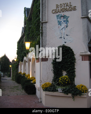 This refined hotel, nestling in the greenery of Champagne vineyards was formerly a coaching inn on the road to Rheims Stock Photo