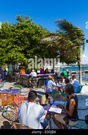 Waterfront bar at the Bridgetender Inn near Bridge Street pier, Bradenton Beach, Anna Maria Island, Gulf Coast, Florida, USA Stock Photo