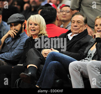 April 28, 2014 - The NBA is investigating whether Clippers owner Donald Sterling allegedly made derogatory references toward blacks. PICTURED: February 13, 2013 - Los Angeles, California, U.S - Owner DONALD T. STERLING and Wife SHELLY of the Clippers in NBA game action as the The Los Angeles Clippers host the Houston Rockets in an NBA game at Staples Center. Stock Photo