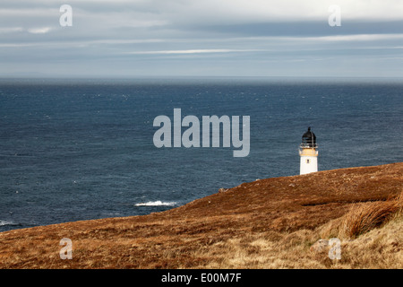 Rubha Reidh lighthouse, near Gairloch in the Northwest Highlands of Scotland, March 2014 Stock Photo