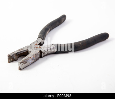 Used combination / Linemans old pliers. Unbranded and on a white background. Stock Photo