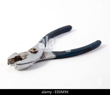 Used combination / Linemans old pliers. Unbranded and on a white background. Stock Photo