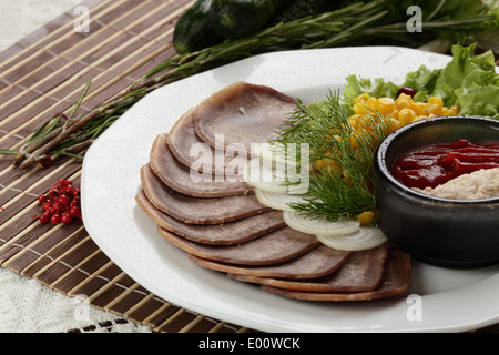 cold cuts of meat with different vegetables Stock Photo
