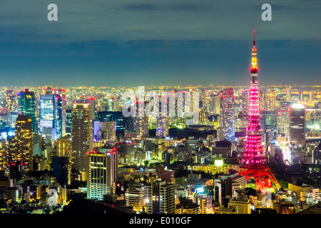 Tokyo cityscape scene night time Stock Photo