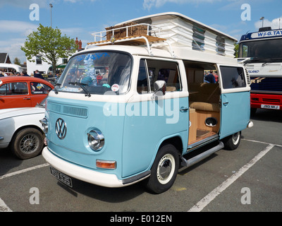 VW Devon campervan with raised roof on display in Sandbach Transport Festival Cheshire UK Stock Photo