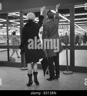 Guests at the Frankfurt am Main Airport, 1967 Stock Photo