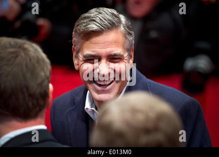 Berlin, Germany. 08th Feb, 2014. The actor George Clooney arrives for the screening of 'The Monuments Men' during the 64th annual Berlin Film Festival, in Berlin, Germany, 08 February 2014. The movie is presented out of competition at the Berlinale, which runs from 06 to 16 February. Photo: Daniel Naupold/dpa/Alamy Live News Stock Photo