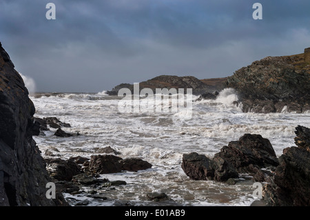 Porth Dafarch Anglesey North Wales on a stormy day. Stock Photo