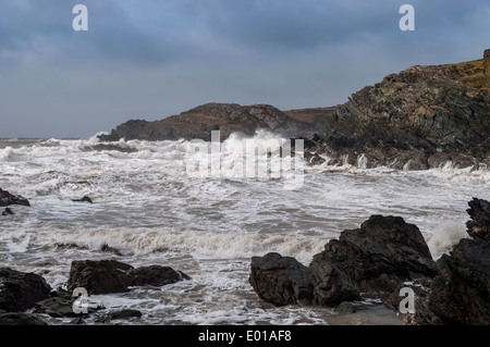 Porth Dafarch Anglesey North Wales on a stormy day. Stock Photo