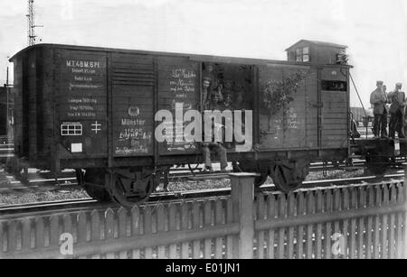 German troops redeployed to the Eastern Front, 1914 Stock Photo