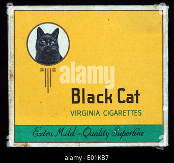 black cat virginia cigarettes tin A vintage pack of Black Cat Verginia cigarettes, showcasing the packaging  design from its era. The pack is a collectible item, reflecting the  branding and design trends of mid-20th-century cigarette packaging Stock  Photo