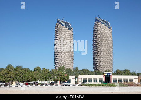 Al Bahr Towers in the city of Abu Dhabi, United Arab Emirates Stock Photo