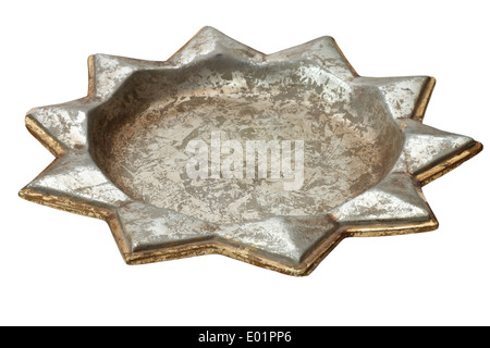 isolated old metallic plate star shape isolated over white background Stock Photo
