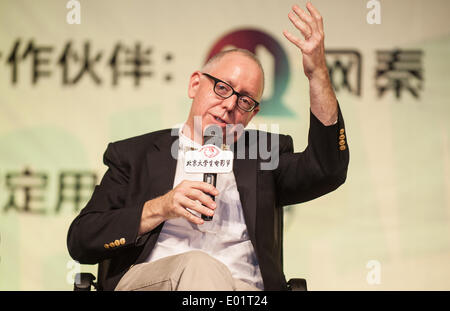 Beijing, China. 29th Apr, 2014. James Schamus, president of the jury of the 64th Berlin International Film Festival, speaks at the 'Chinese-American Film Masters Dialogue' at Beijing Normal University in Beijing, capital of China, April 29, 2014. Film masters discussed on the topic 'commercial films and art films' in the dialogue, which is a part of the 21st Beijing College Student Film Festival. © Li Yan/Xinhua/Alamy Live News Stock Photo