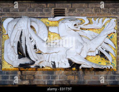 London, England, UK. Former London Fire Brigade headquarters (1937 to 2007) Albert Embankment, Lambeth. Facade detail Stock Photo