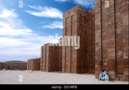 Saqqara,pyramid of king Djoser (III° dyn.) The complex of burial of the Pharaoh.The wall of main entrance. Stock Photo